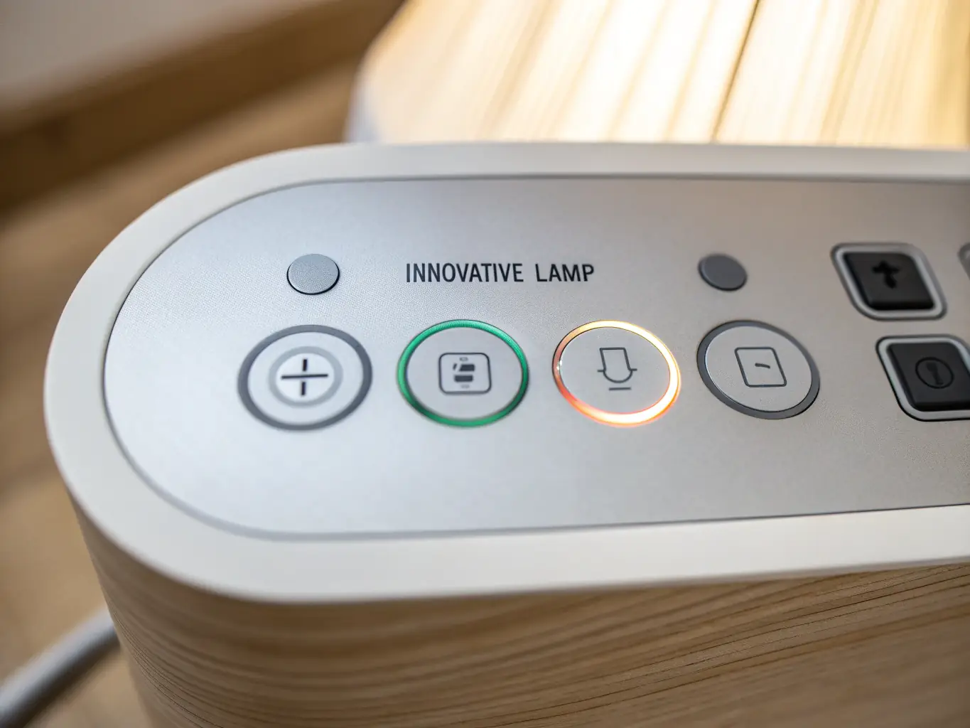 A close-up of an LED panel with adjustable color temperature and brightness settings, highlighting the advanced technology and user-friendly features of modern studio lighting.